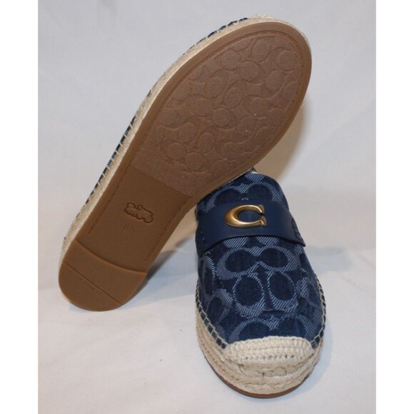COACH Camilla Denim Signature Blue Espadrille Flats Women's Size 6.5 Deep Blue - Picture 5 of 6